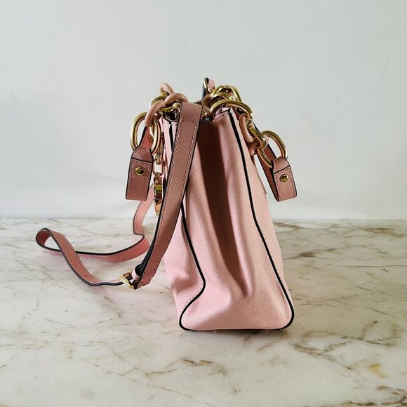 MICHAEL KORS Cynthia Pastel Pink Leather Small Satchel Crossbody Bag - Picture 5 of 12